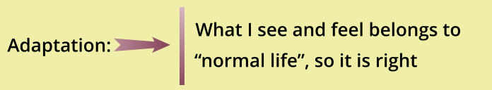 Adaptation: What I see and feel belongs to “normal life”, so it is right